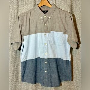 United By Blue Men’s Medium Button Up Shirt Denim Blue Gray Beach Casual Rare